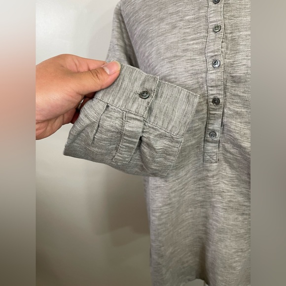 J Jill Womens Med Popover Tunic Shirt Gray Heather L-Sleeve Tencel Linen - Picture 3 of 9